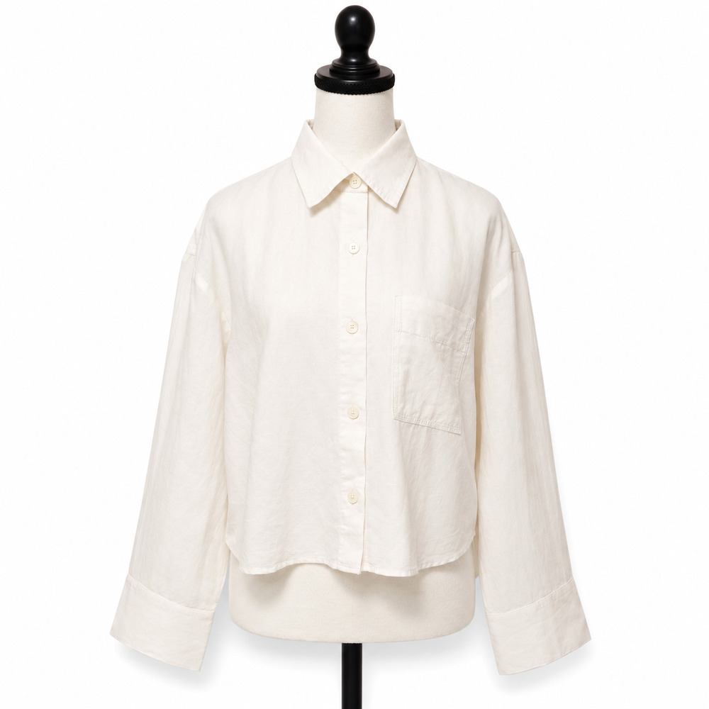 Madewell Straight Hem Linen Cotton Blend Button Up Shirt Womens XS White NWT